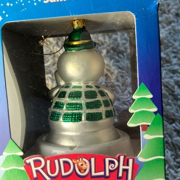 NIB RUDOLPH RED NOSED REINDEER, SAM SNOWMAN GLASS CHRISTMAS ORNAMENT BRASS KEY - Picture 8 of 11